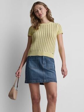 Chunky Pointelle Butter Yellow Sweater Tee